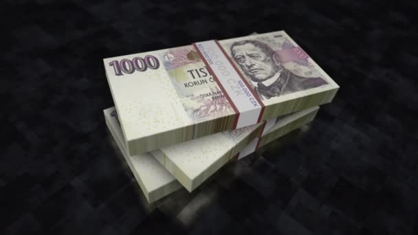 Paquete Pila Dinero Corea Checa Antecedentes Conceptuales Economía Banca Negocios — Vídeo de stock