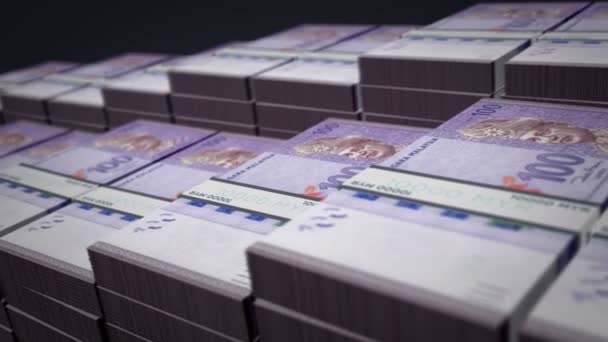 马来西亚林吉特钞票捆扎成圈 Myr的钱堆栈 经济和金融概念 可浏览无缝3D动画 — 图库视频影像