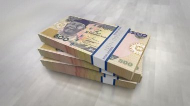 Nijerya Naira para yığını. Ekonomi, bankacılık, iş, kriz, durgunluk, borç ve Nijerya 'daki finansman kavramları. NGN banknotları 3D animasyon dizer.