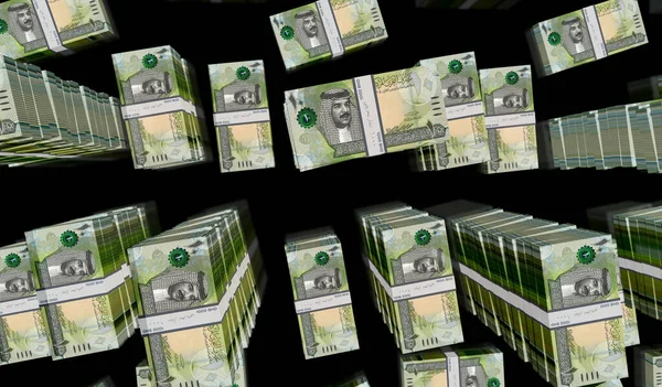 Bahreyn Dinar 'ın para paketi 3D resim. BHD banknot desteleri. Maliye, nakit, ekonomi krizi, iş başarısı, durgunluk, banka, vergi ve borç kavramı.