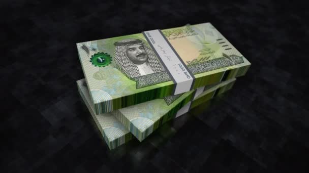 바레인 디나르의 돈다발 은행업 경기후퇴 금융의 개념이다 Bhd 지폐에 애니메이션이 — 비디오