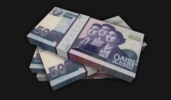 North Korea Won Money Pack Illustration Kpw Banknote Bundle Stacks — Foto Stock