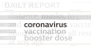 Uluslararası medyada Coronavirus covid salgın krizi ile ilgili manşet haberleri. Ekranlarda yayınlanan internet haber başlıklarının soyut konsepti. Kusursuz ve döngülü dinamik animasyon.