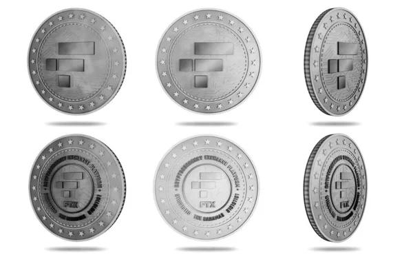 Ftx Nftバハマ 暗号通貨プラットフォームシンボルは 緑の画面の背景に金コインを隔離しました アブストラクトコンセプト3Dイラスト — ストック写真