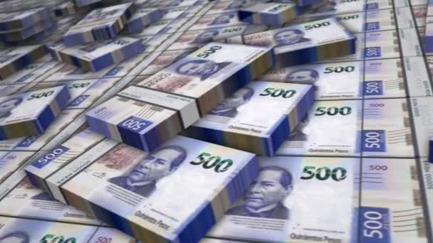 México Pesos Lazo Paquete Billetes Montones Dinero Mxn Concepto Negocio — Vídeos de Stock