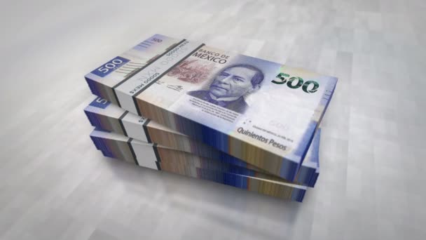 Pesos Mexicains Paquet Pile Argent Contexte Conceptuel Économie Banque Des — Video