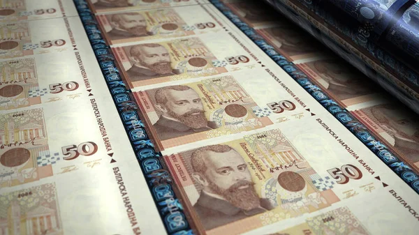 Bulgaria Leva Money Printing Illustration Bgn Banknote Print Concept Finance — стокове фото