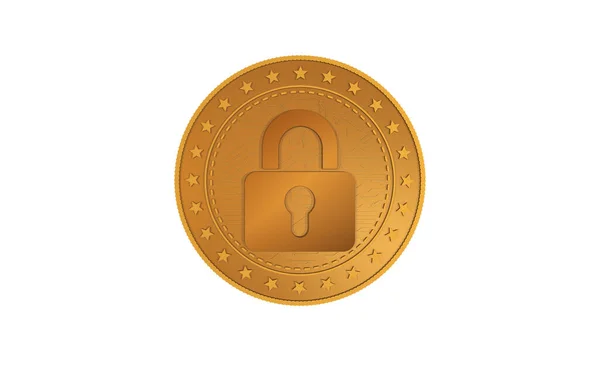 Cyber Security Protection Cryptocurrency Secure Payment Padlock Symbol Isolated Gold — Stockfoto