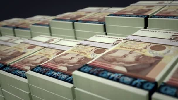 Βρόχος Αύξησης Δέσμης Τραπεζογραμματίων Leva Της Βουλγαρίας Bgn Στοίβες Χρημάτων — Αρχείο Βίντεο