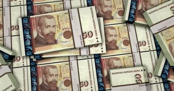 Bulgaria Leva Billetes Animación Vista Cámara Desde Cerca Larga Distancia — Vídeo de stock