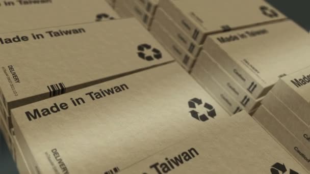 Виробляється Тайвані Виробництво Доставка Фабрика Продукції Імпорт Експорт Абстрактна Концепція — стокове відео