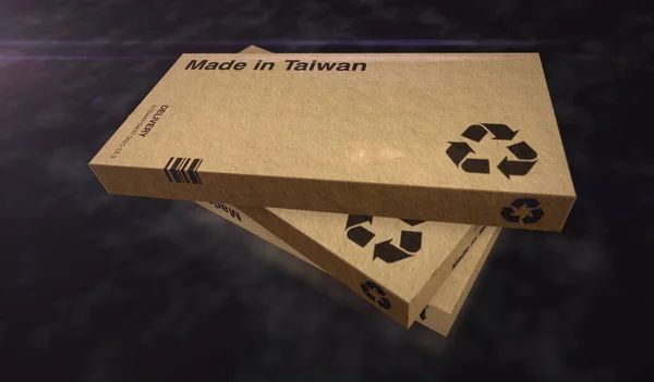 Fabricado Taiwán Línea Producción Caja Fabricación Entrega Fábrica Productos Exportación —  Fotos de Stock
