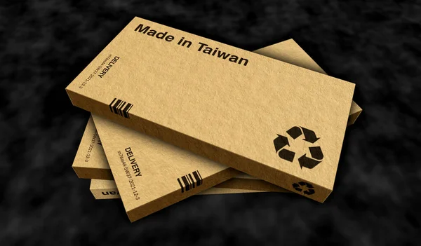 Fabriqué Taiwan Boîte Ligne Production Fabrication Livraison Usine Produits Exportation — Photo