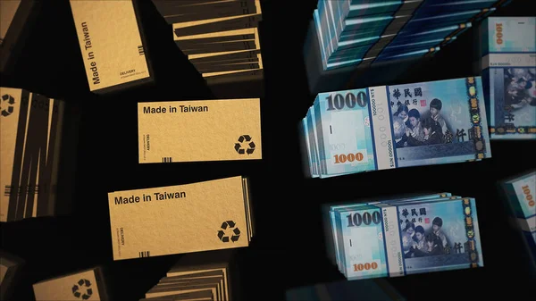 Fabriqué Ligne Boîte Taiwan Avec Des Piles Paquet Argent Dollar — Photo