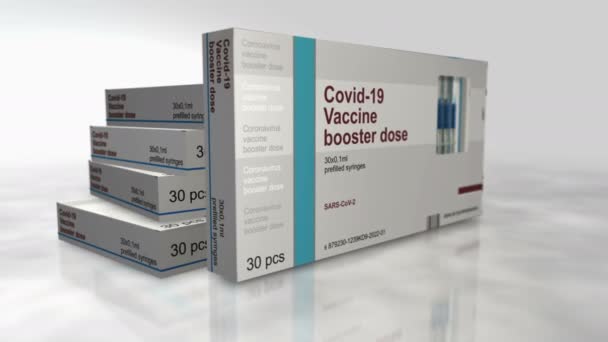 Produktionslinje För Boosterdos Covid Vaccin Coronavirus Sars Cov Vaccination Kartong — Stockvideo