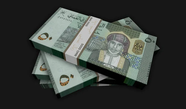 Oman Rial Peníze Balení Ilustrace Hromádky Bankovek Omr Koncepce Financí — Stock fotografie