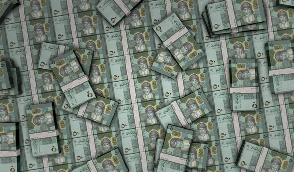 阿曼Rial Money Pack 3D示例 Omr钞票捆堆栈 经济危机 商业成功 税收和债务概念 — 图库照片