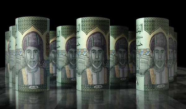 Oman Rial Geld Plünderte Illustration Omr Banknotenrolle Konzept Von Finanzen — Stockfoto