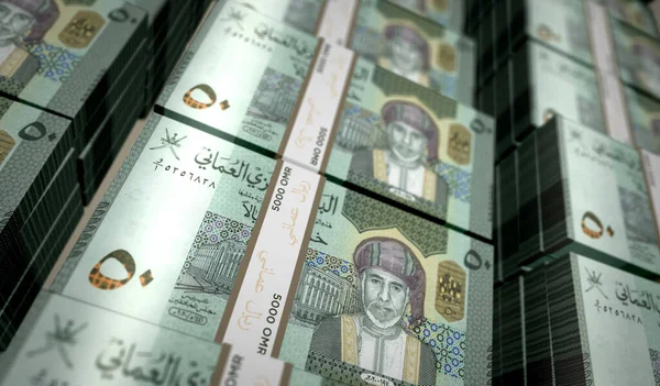 Oman Rial Peníze Balení Ilustrace Hromádky Bankovek Omr Koncepce Financí — Stock fotografie