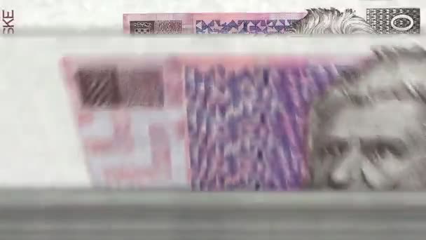 Hırvatistan Kuna Para Sayma Makinesi Banknotlar Hızlı Hrk Para Birimleri — Stok video