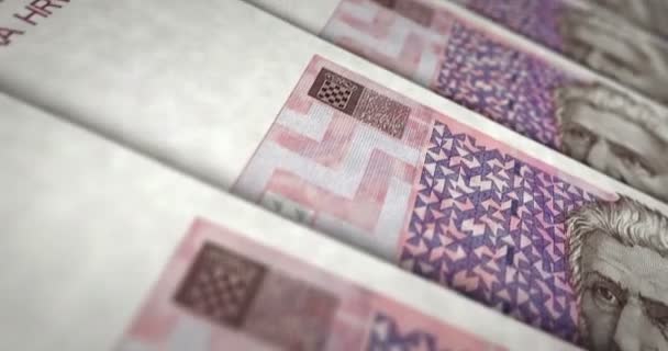 Hırvatistan Kuna Banknot Döngüsü Hrk Para Dokusu Ekonomi Kriz Bankacılık — Stok video
