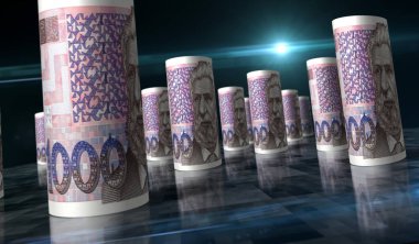 Hırvatistan Kuna 'nın parası 3D illüstrasyon çekiyor. HRK 'nın parası suyunu çekti. Maliye, nakit, ekonomi krizi, iş başarısı, durgunluk, banka, vergi ve borç kavramı.