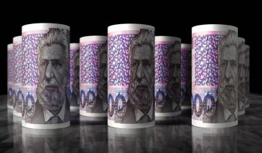 Hırvatistan Kuna 'nın parası 3D illüstrasyon çekiyor. HRK 'nın parası suyunu çekti. Maliye, nakit, ekonomi krizi, iş başarısı, durgunluk, banka, vergi ve borç kavramı.