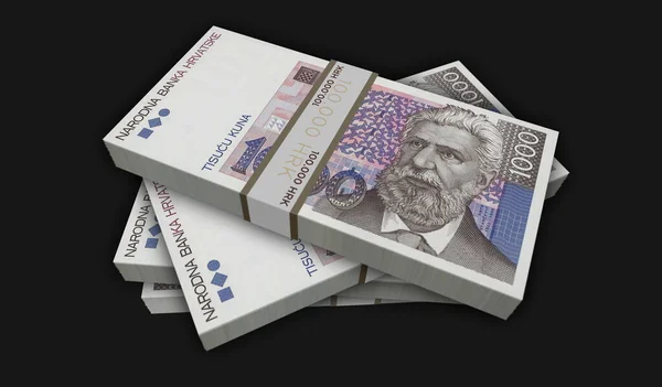 Croatia Kuna Money Pack Illustration Hrk Banknote Bundle Stacks Concept — Stock Photo, Image