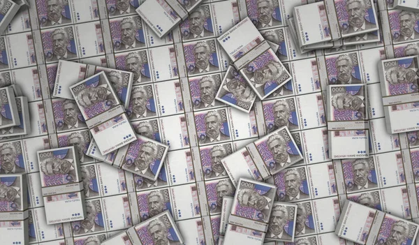 クロアチアクナのお金パック3Dイラスト Hrkバンクノートバンドルスタック 経済危機 ビジネスの成功 負債の概念 — ストック写真