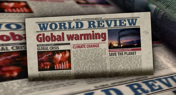 Global Warming Climate Change Ecology Crisis Environment Disaster Newspaper Print — Stock Photo, Image