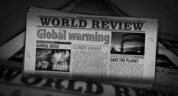 Global Warming Climate Change Ecology Crisis Environment Disaster Newspaper Print — Stock Photo, Image