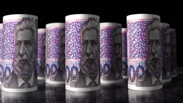 Croacia Kuna Rollos Dinero Bucle Animación Cámara Moviéndose Delante Los — Vídeos de Stock