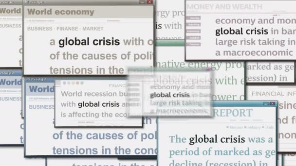 Ventanas Emergentes Con Economía Crisis Global Caída Del Mercado Negocios — Vídeo de stock