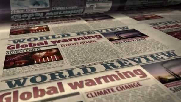 Opwarming Van Aarde Klimaatverandering Ecologie Crisis Milieuramp Dagblad Roll Printing — Stockvideo