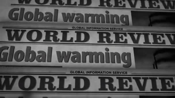 Aquecimento Global Alterações Climáticas Crise Ecológica Catástrofe Ambiental Vintage Jornal — Vídeo de Stock