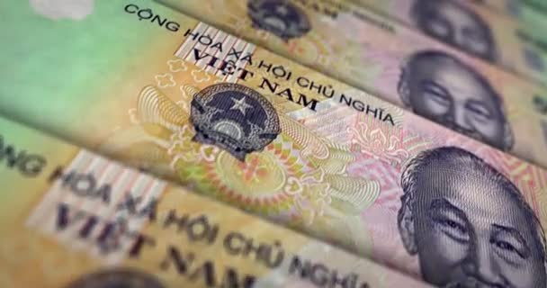 Vietnam Dong Smyčka Bankovek Struktura Peněz Vnd Pojem Hospodářství Podnikání — Stock video