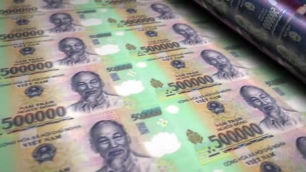 Wietnam Dong Banknotów Pieniężnych Drukowania Rolki Maszyny Pętli Papier Vnd — Wideo stockowe