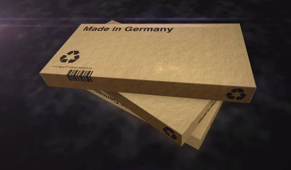 Fabricado Alemania Línea Producción Cajas Fabricación Entrega Fábrica Productos Importación —  Fotos de Stock