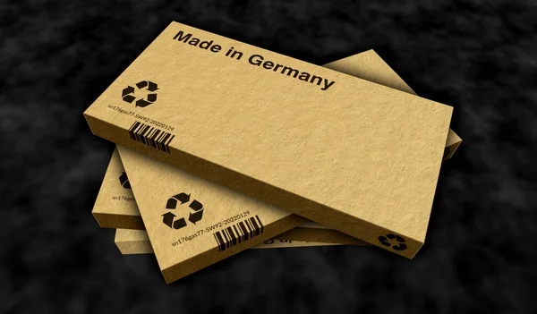 Feito Linha Produção Caixa Alemanha Fabricação Entrega Fábrica Produtos Importação — Fotografia de Stock