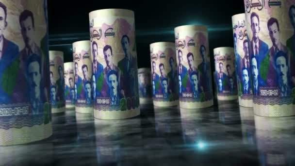 Alžírský Dinár Válí Smyčku Animace Peníze Stole Bezproblémové Smyčkové Abstraktní — Stock video