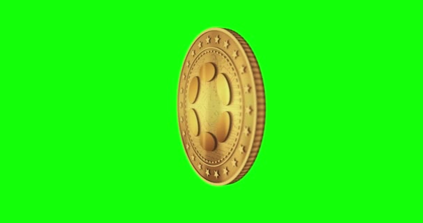 Criptomoeda Polkadot Isolado Moeda Ouro Tela Verde Fundo Loopable Rotação — Vídeo de Stock