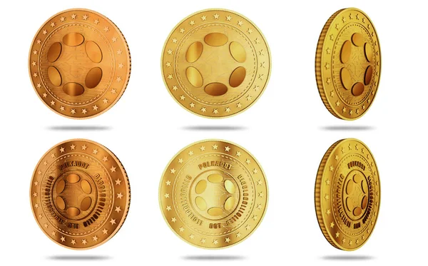 Σύμβολο Polkadot Cryptocurrency Απομονωμένο Χρυσό Νόμισμα Πράσινο Φόντο Οθόνη Αφηρημένη — Φωτογραφία Αρχείου