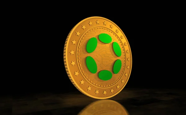 Polkadot Pièce Symbole Crypto Monnaie Sur Fond Vert Concept Abstrait — Photo