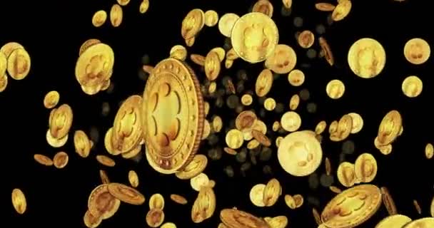 Криптовалюта Polcadot Політ Між Золотими Монетами Опуклий Абстрактний Фон Концепція — стокове відео