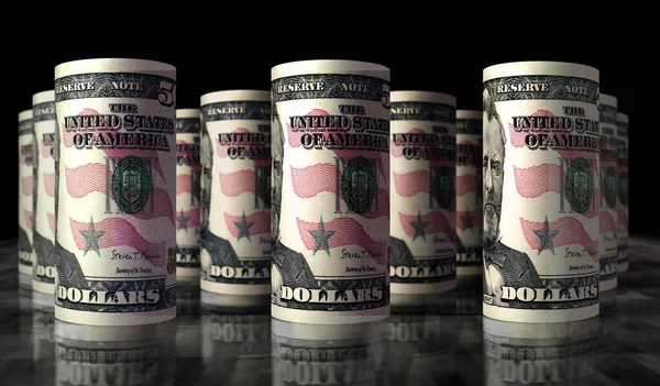 Dollár Ötven Pénz Roll Illusztráció Dolláros Bankjegy Finanszírozás Készpénz Gazdasági — Stock Fotó