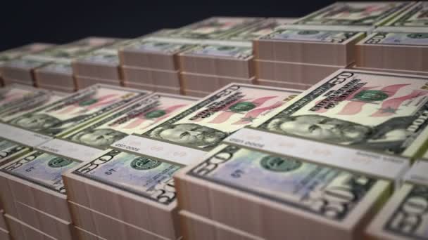 Dollar Banknote Bundle Growth Loop Usd Money Stacks Concept Cash — Stock Video