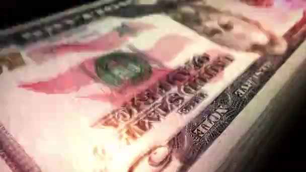 Contano Cinquanta Dollari Banconote Usd Banconota Veloce Conteggio Macro Loop — Video Stock