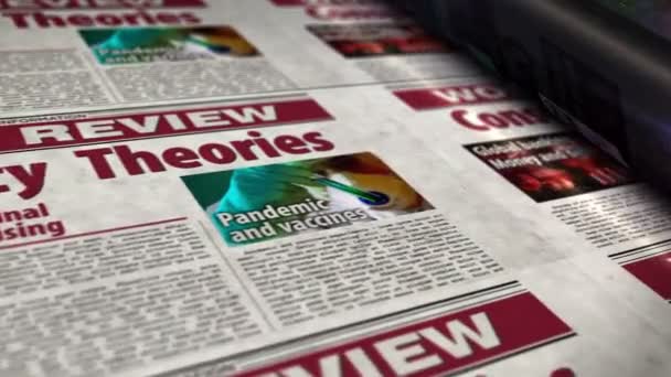 Komplo Teorileri Yanlış Bilgilendirme Günlük Gazete Raporları Soyut Konsept Renklendirme — Stok video