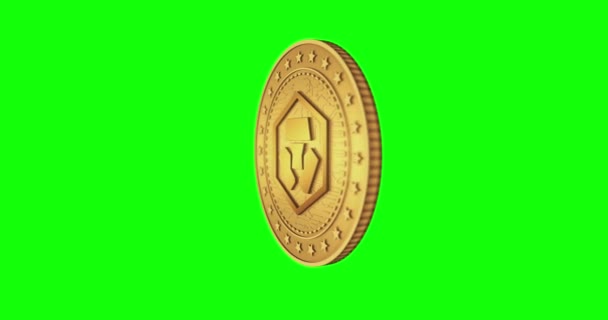 Crypto Com Cro Criptovaluta Moneta Oro Isolato Sfondo Verde Schermo — Video Stock