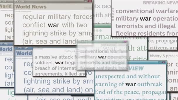 Wyskakują Okna Wybuchem Wojny Atakiem Wojskowym Ekranie Komputera Streszczona Koncepcja — Wideo stockowe